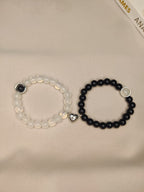 Black  and White Heart Magnet Pair