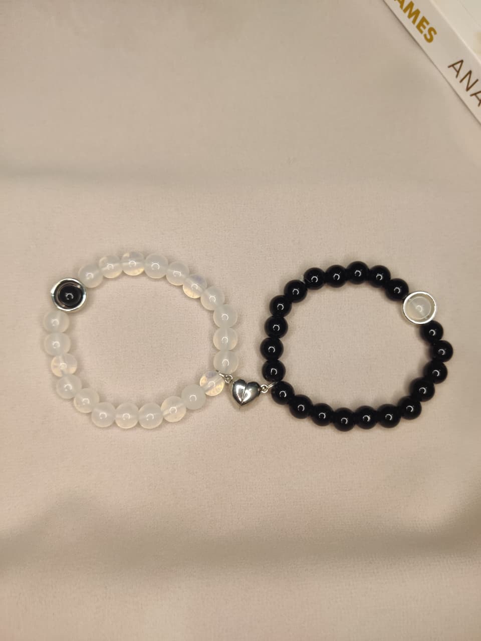 Black  and White Heart Magnet Pair