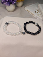 Black  and White Heart Magnet Pair