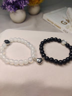 Black  and White Heart Magnet Pair