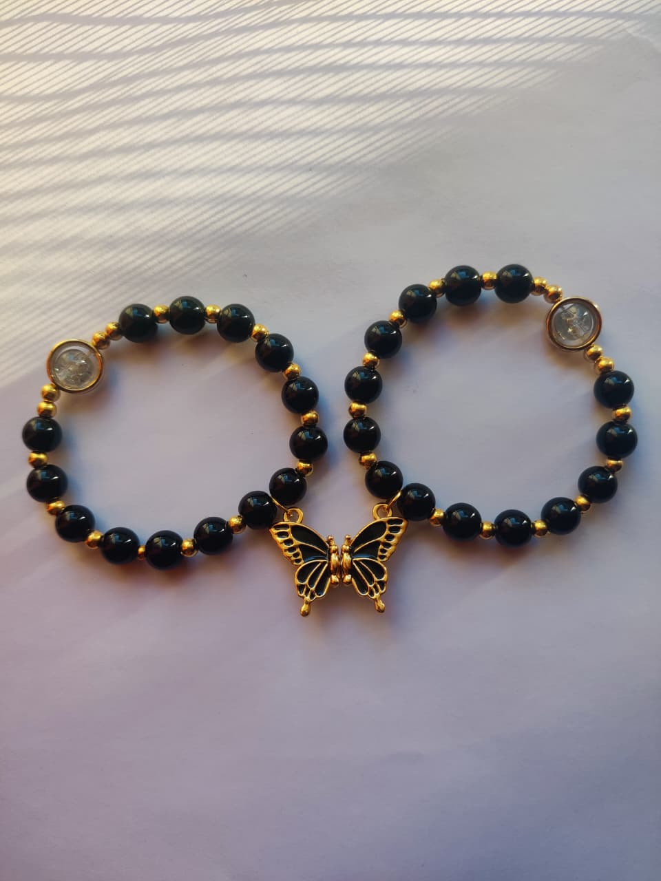 Black Magnetic Butterfly Bracelet Pair