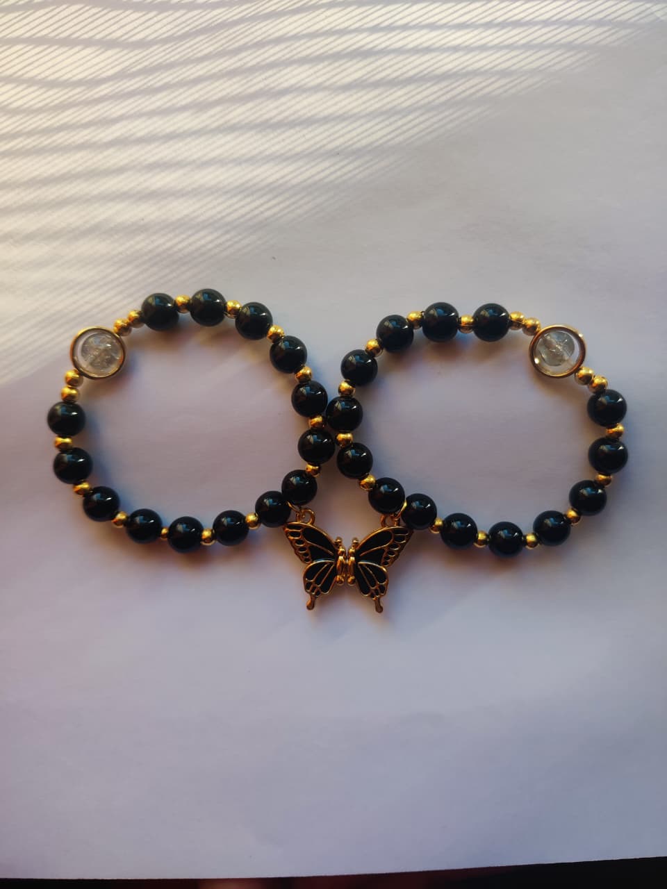 Black Magnetic Butterfly Bracelet Pair