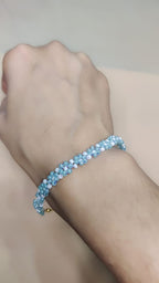 Blue Beaded Flower Bracelet