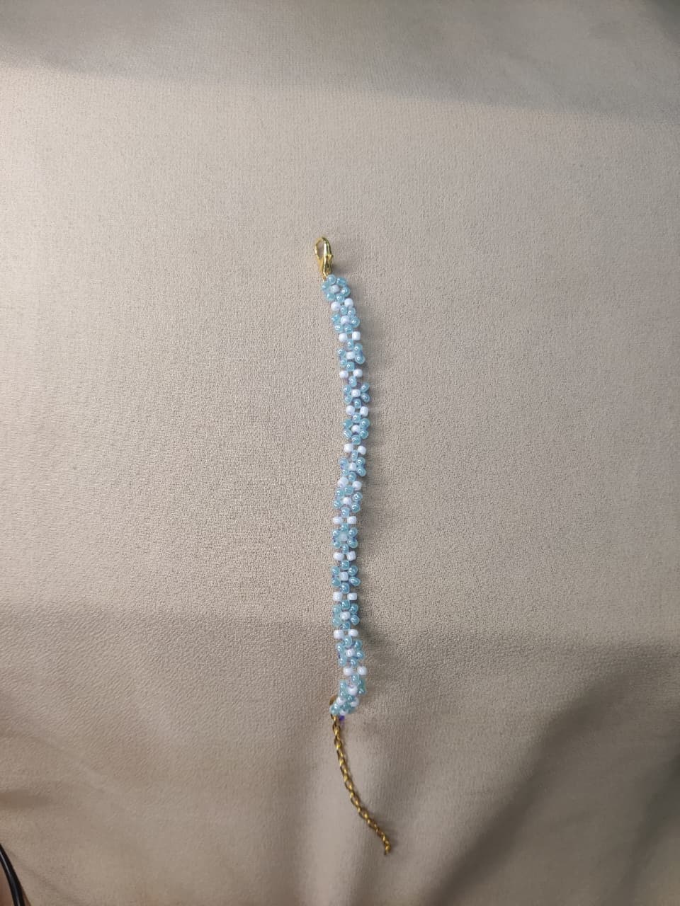 Blue Beaded Flower Bracelet