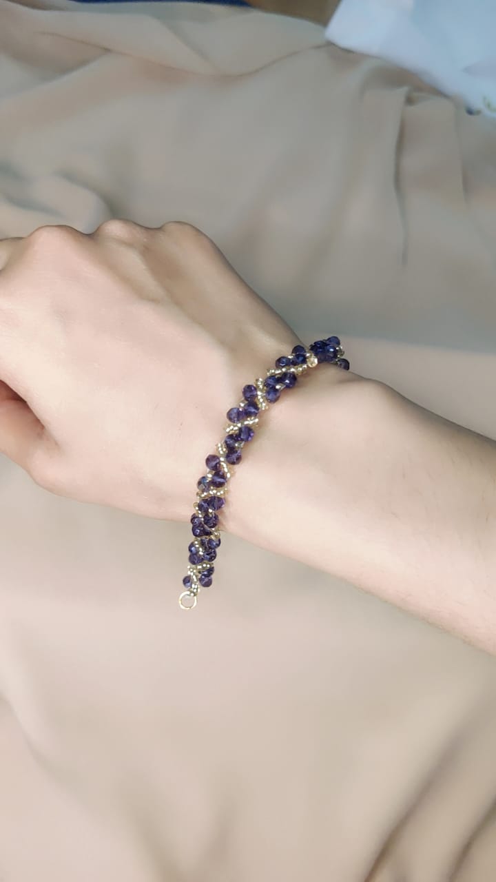 Royal Violet Crystal Weave Bracelet