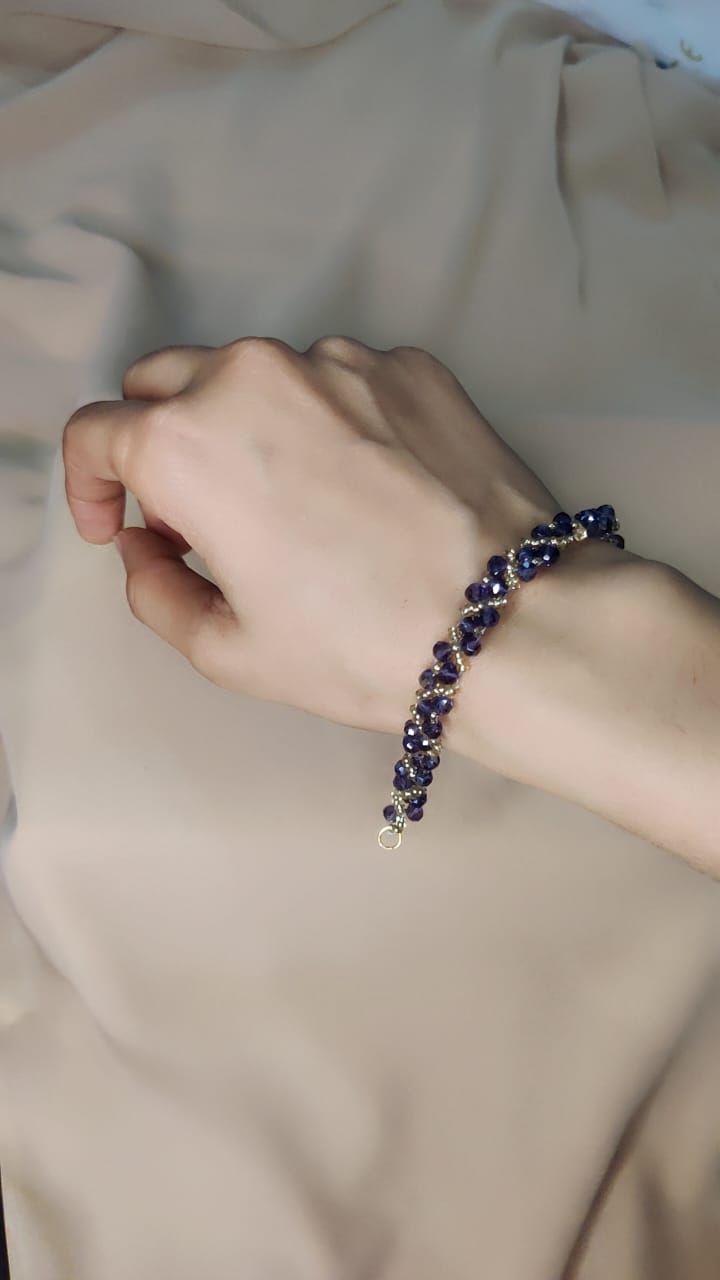Royal Violet Crystal Weave Bracelet