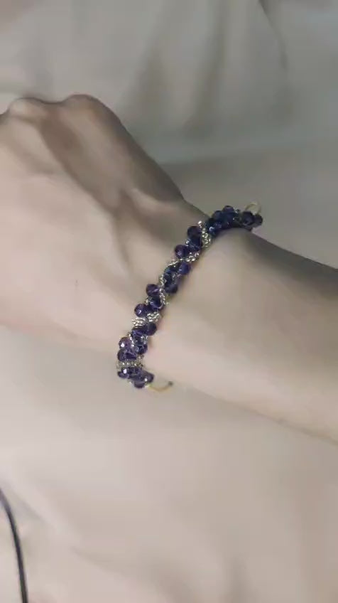 Royal Violet Crystal Weave Bracelet