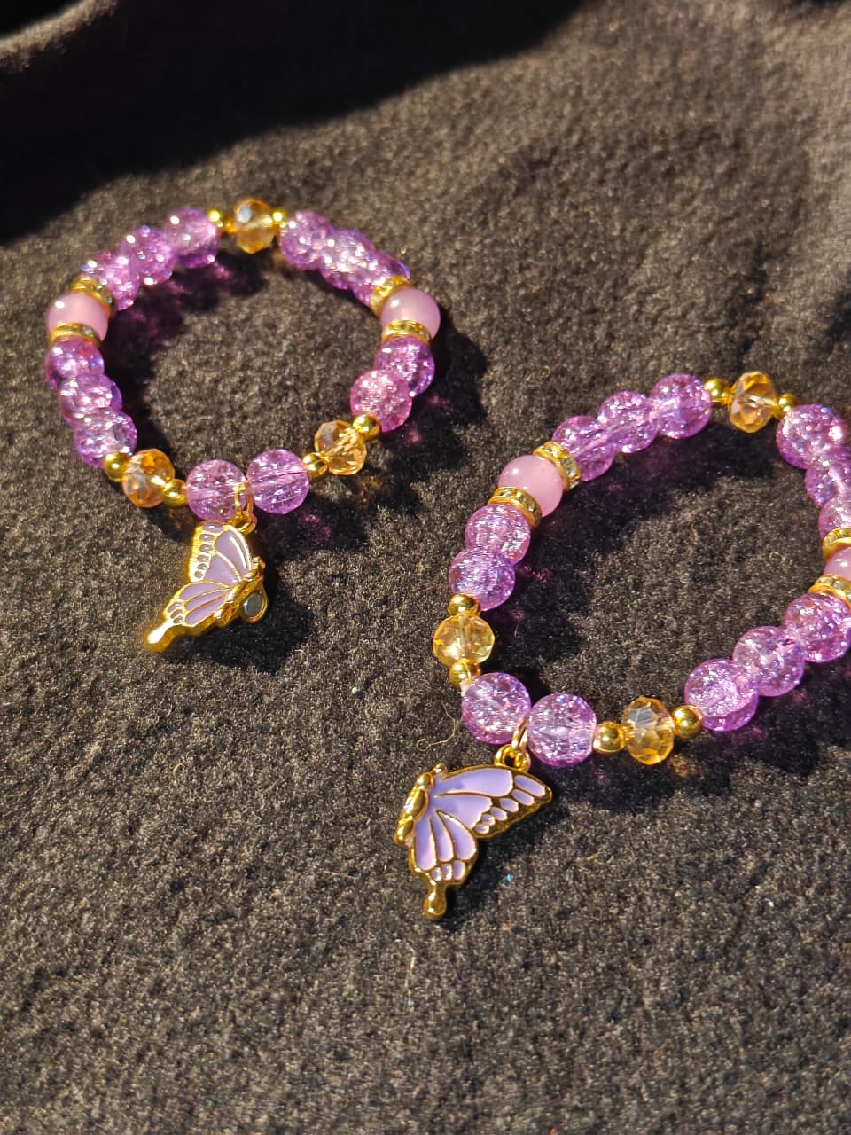 Purple Magnet Butterfly Bracelet Pair