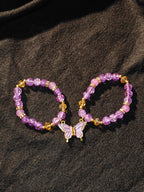 Purple Magnet Butterfly Bracelet Pair