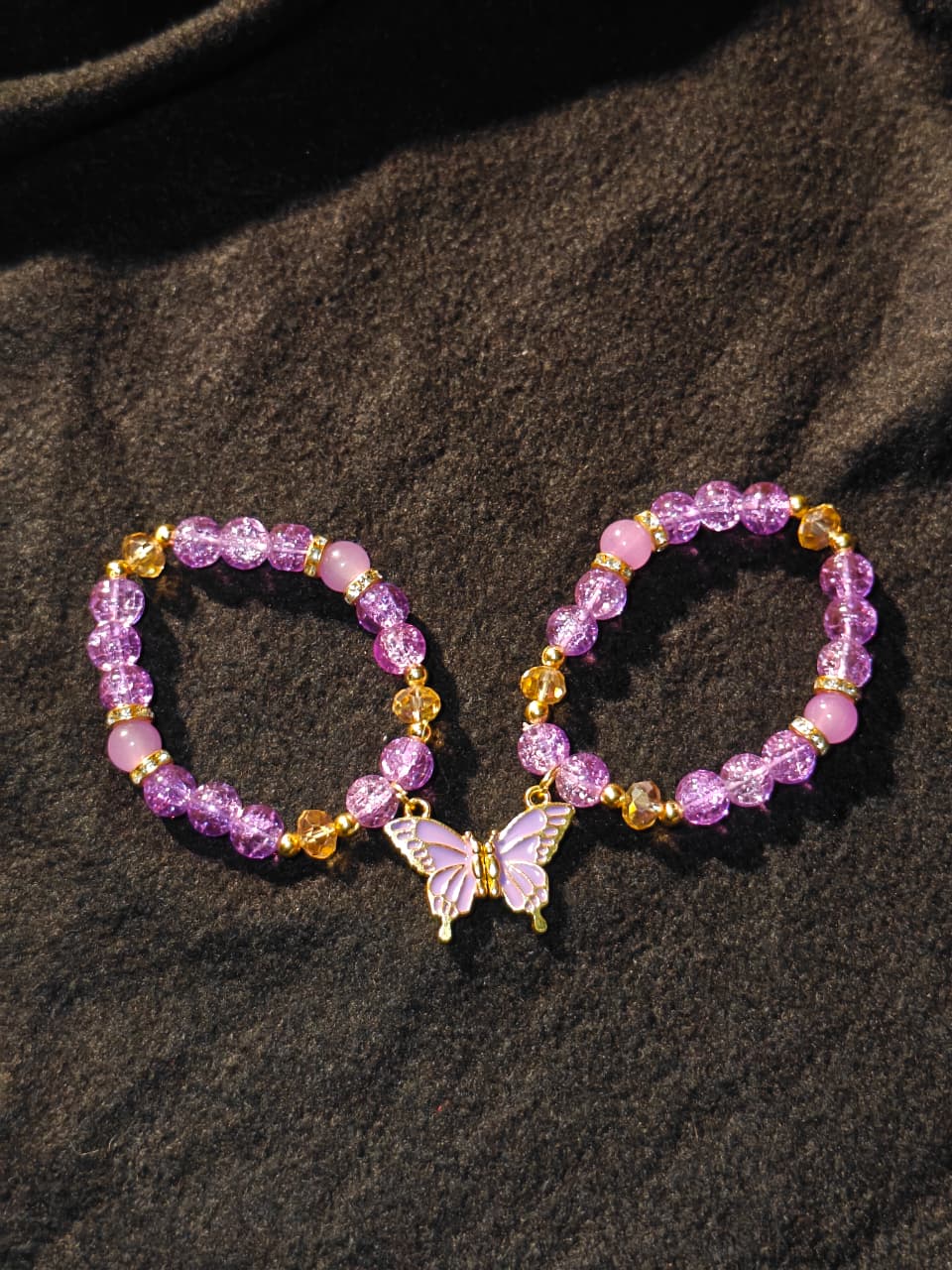 Purple Magnet Butterfly Bracelet Pair