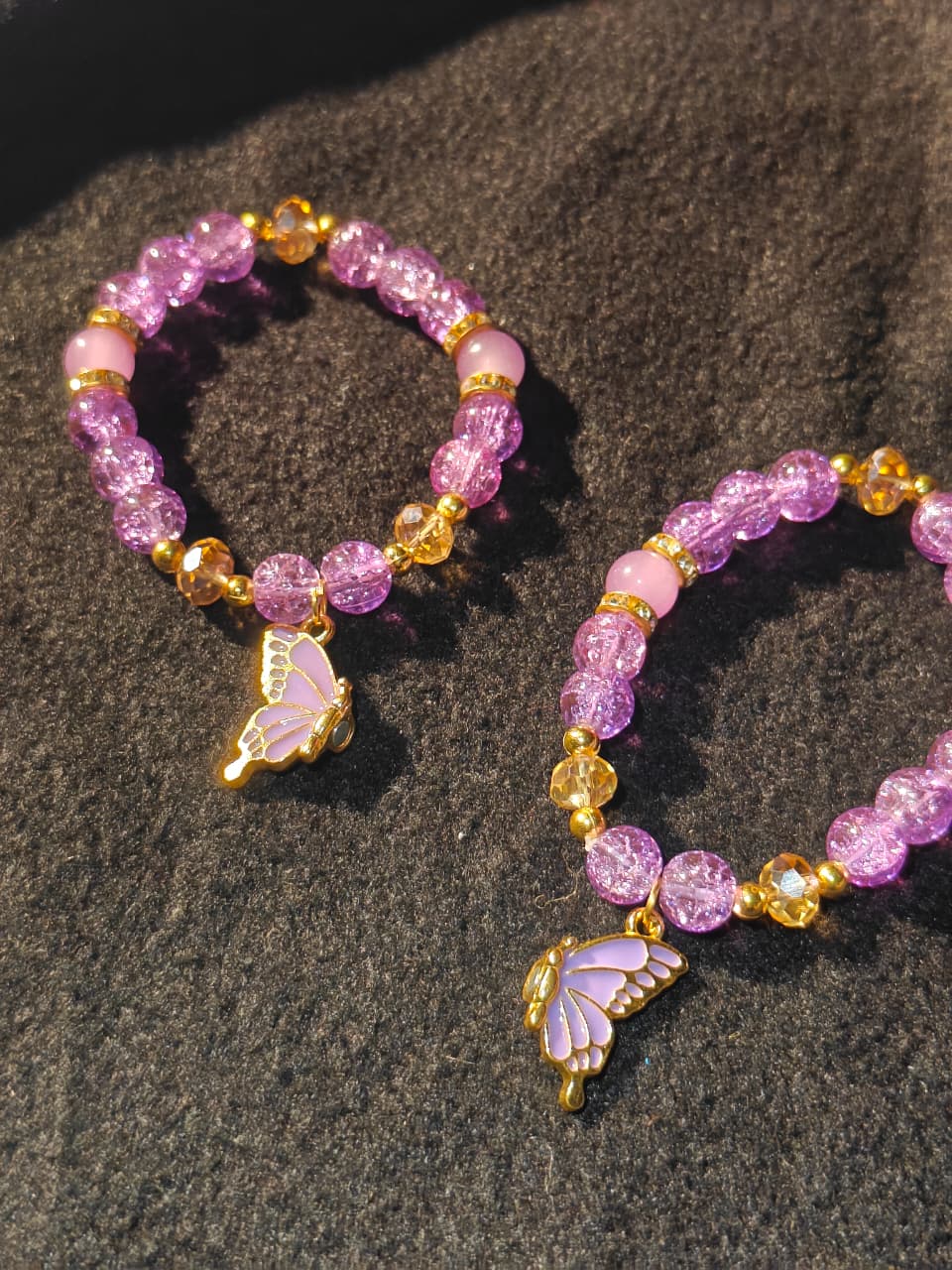 Purple Magnet Butterfly Bracelet Pair
