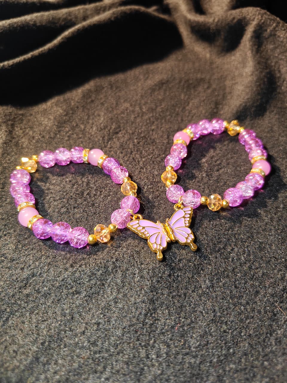 Purple Magnet Butterfly Bracelet Pair