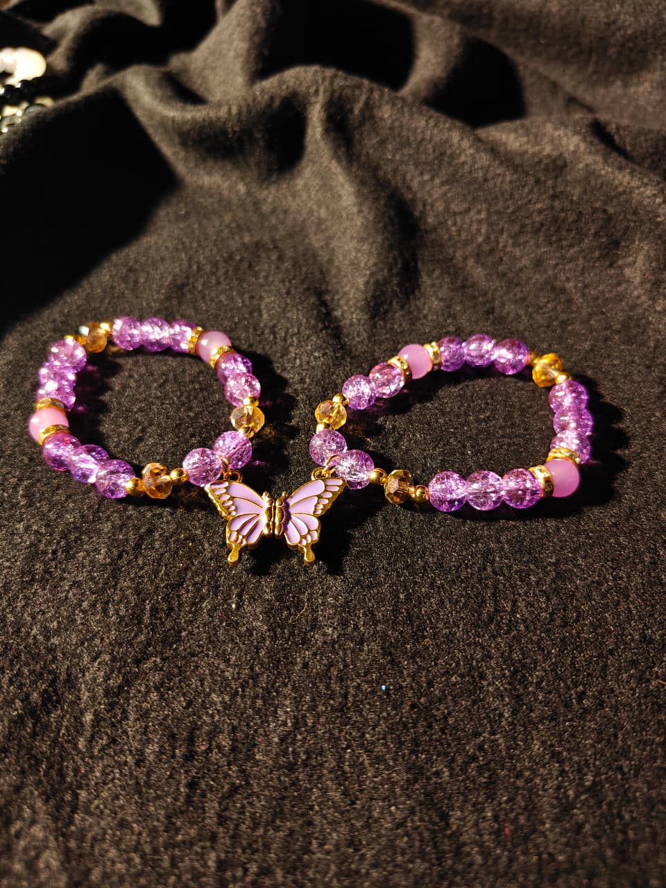 Purple Magnet Butterfly Bracelet Pair
