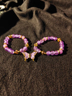 Purple Magnet Butterfly Bracelet Pair