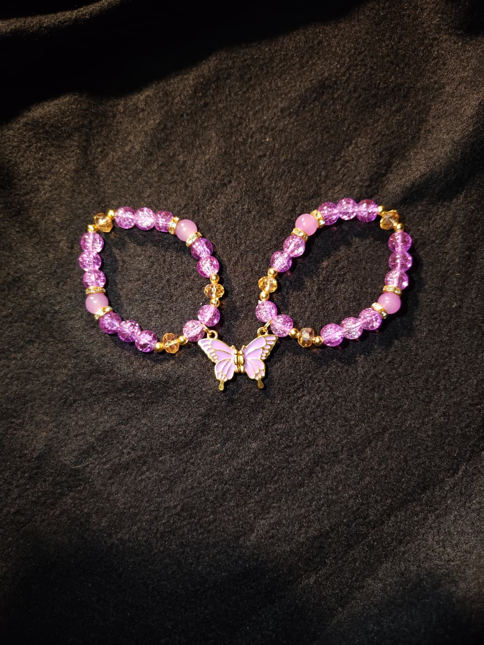 Purple Magnet Butterfly Bracelet Pair