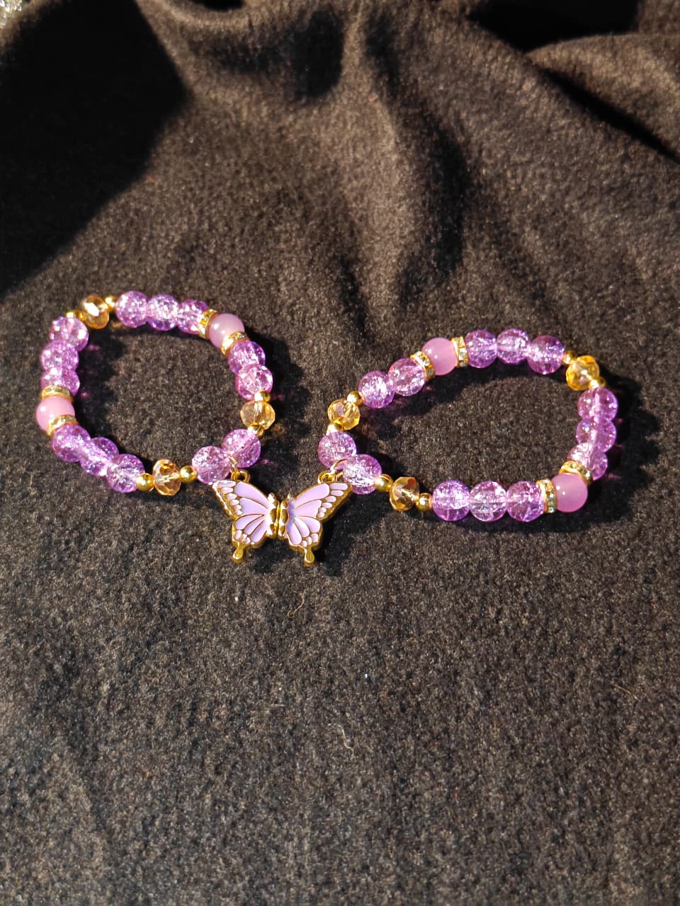 Purple Magnet Butterfly Bracelet Pair