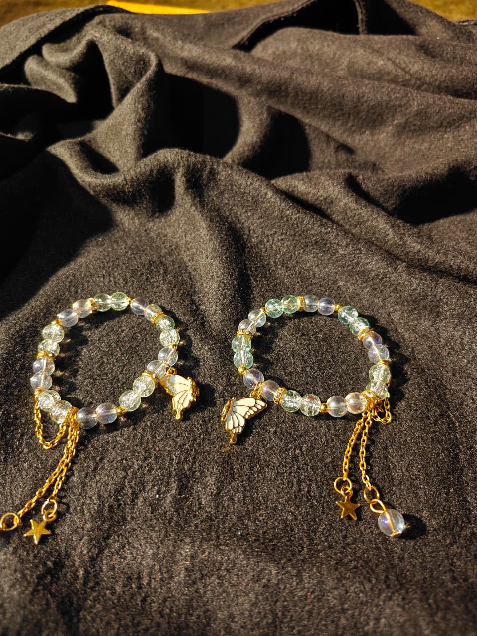 White Butterfly Magnet Bracelet Pair