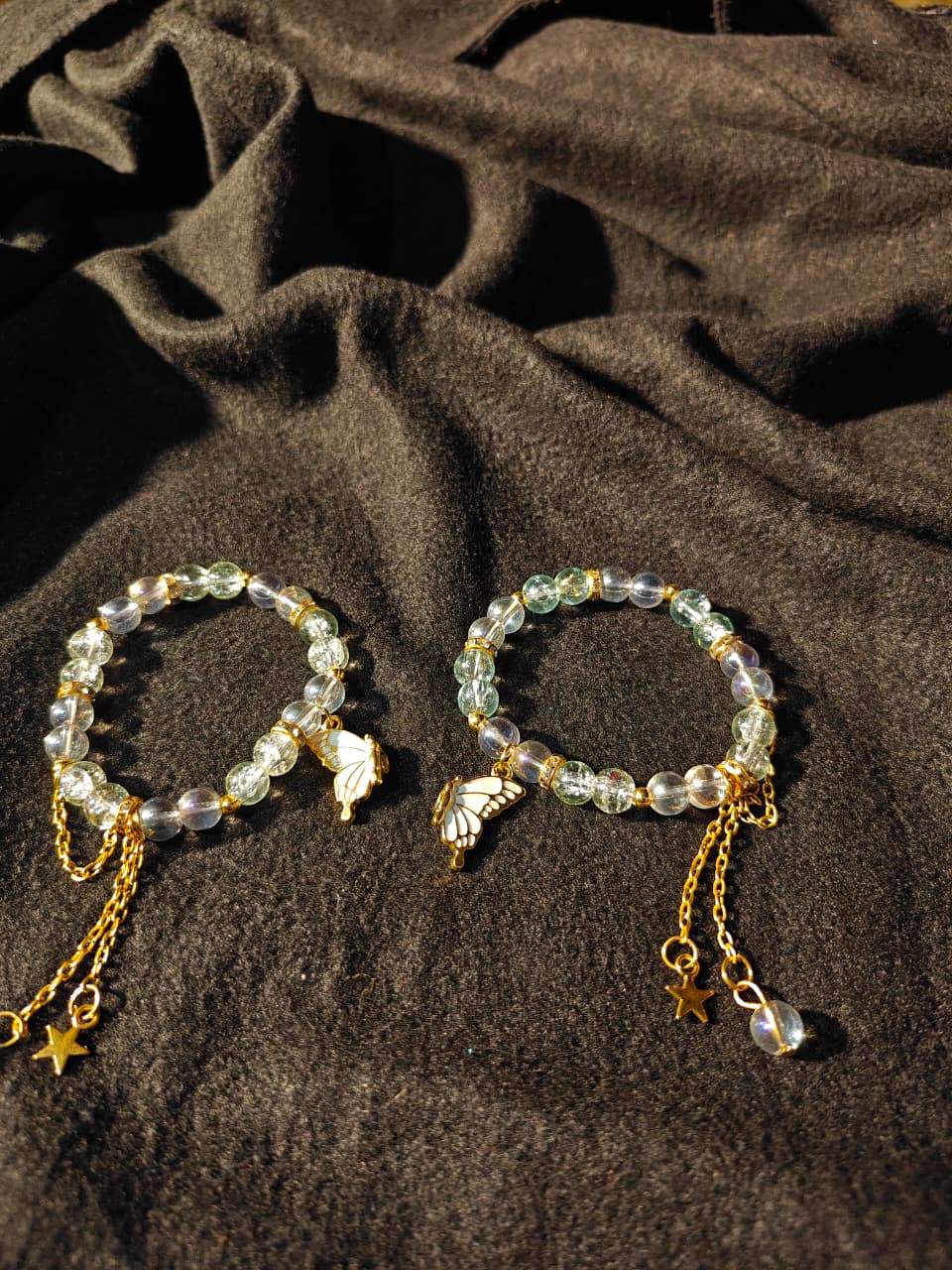 White Butterfly Magnet Bracelet Pair