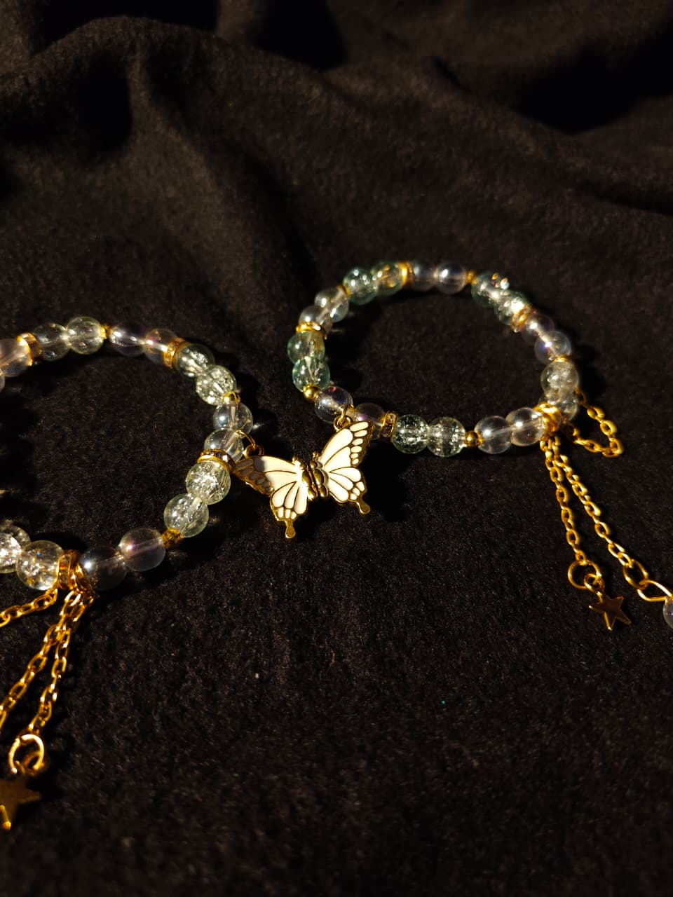 White Butterfly Magnet Bracelet Pair