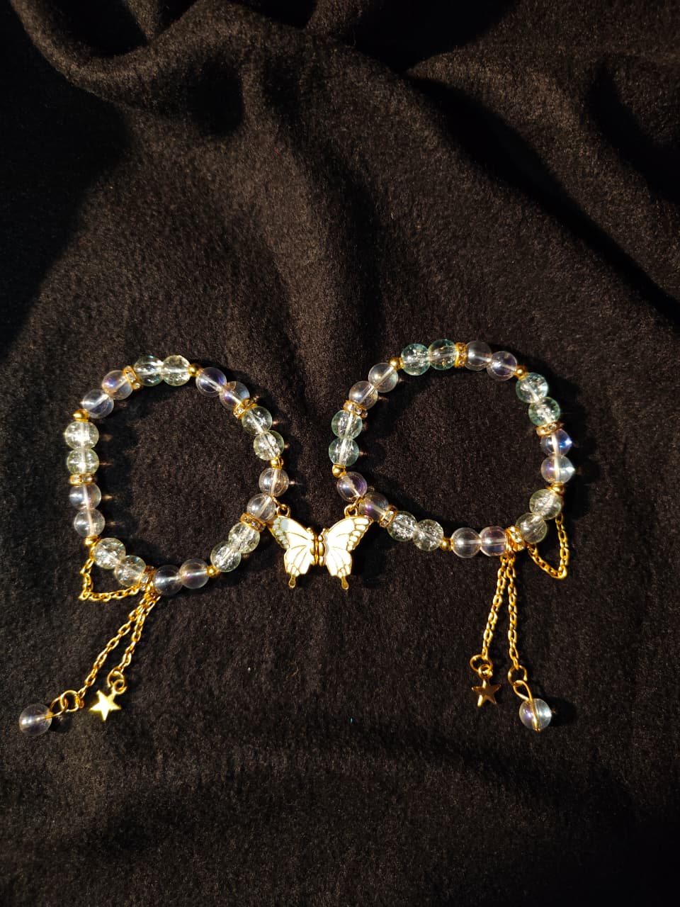 White Butterfly Magnet Bracelet Pair