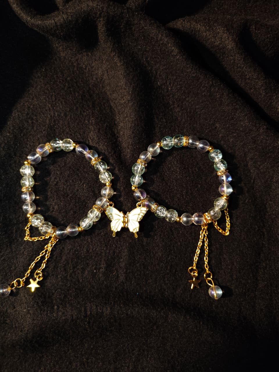 White Butterfly Magnet Bracelet Pair