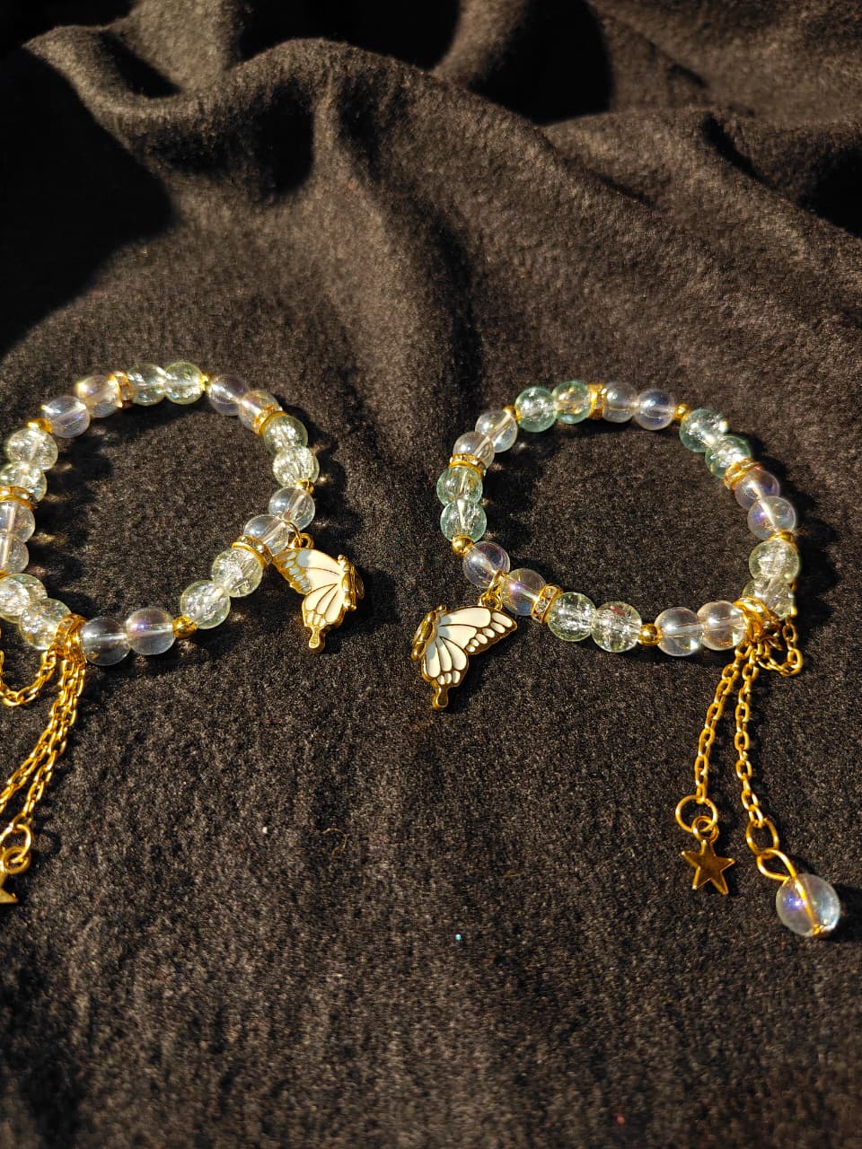 White Butterfly Magnet Bracelet Pair